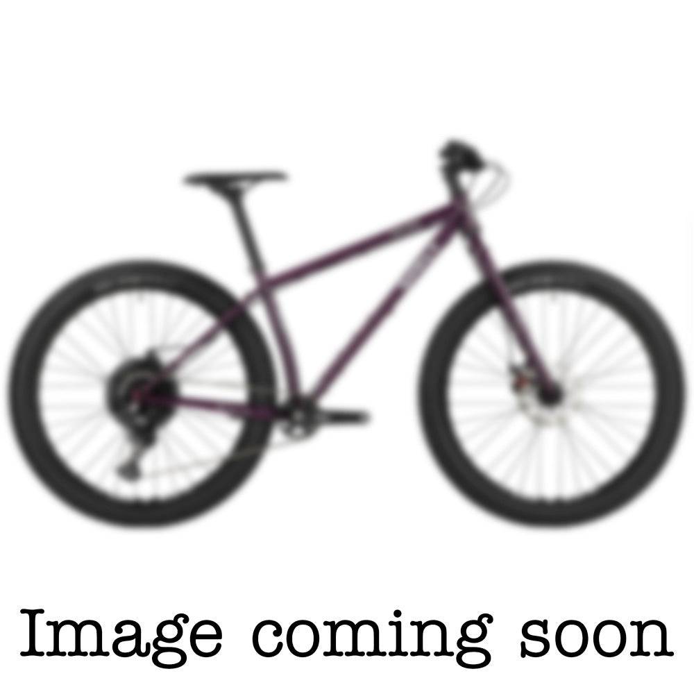 Surly Karate Monkey 27.5+ mountain bike frame in purple, designed for versatile trail riding, with sturdy hardtail construction.