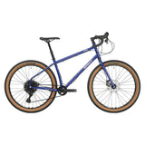 Blue Surly Grappler mountain bike frame with drop bars, designed for off-road trail riding and rugged mountain biking adventures.