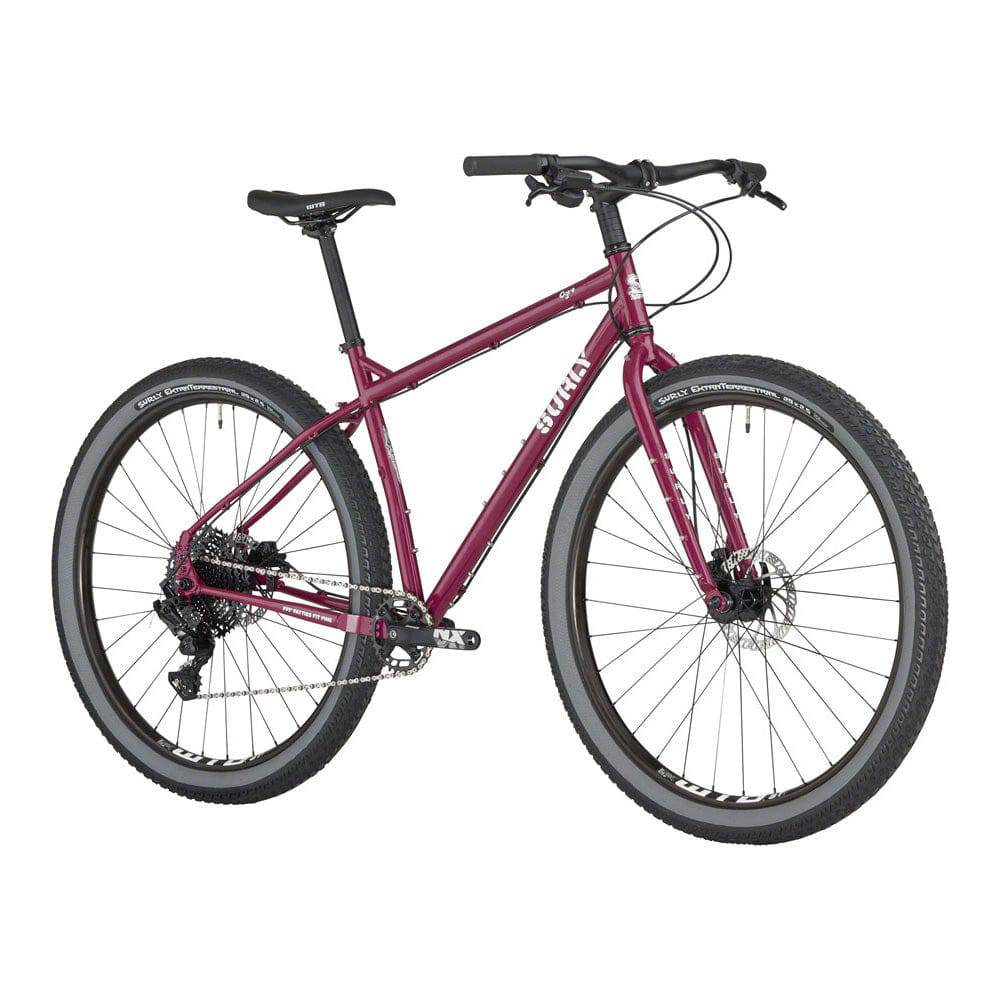 Surly Ogre Chromoly steel mountain bike frame with black finish, versatile design for commuting and trail riding.