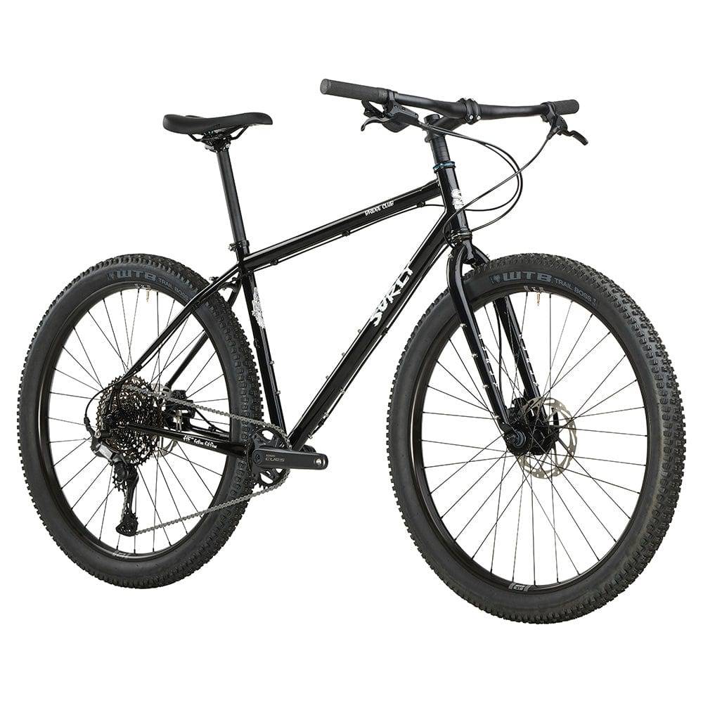 Black Surly Bridge Club 27.5 bike frame designed for touring and multi-surface riding, with sturdy construction and mountain bike features.