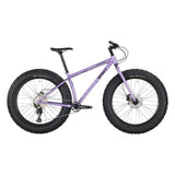 Violet Surly Ice Cream Truck mountain bike frame for trail, snow, and sand riding, shown from side view.