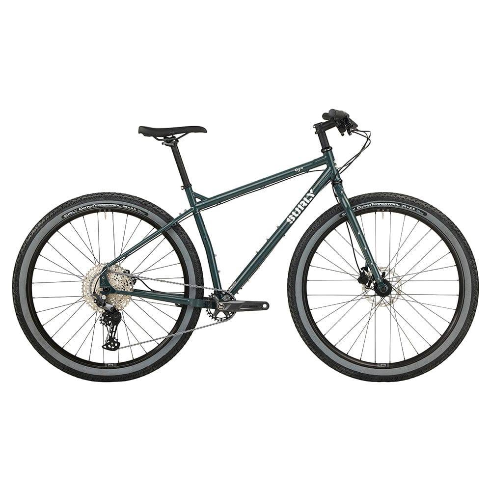 Surly Ogre chromoly steel mountain bike frame in dark gray, designed for commuting and trail riding.