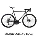 Black Surly Straggler 700c gravel and commuter bike with steel frame, equipped with Sora shifters and sturdy tires.