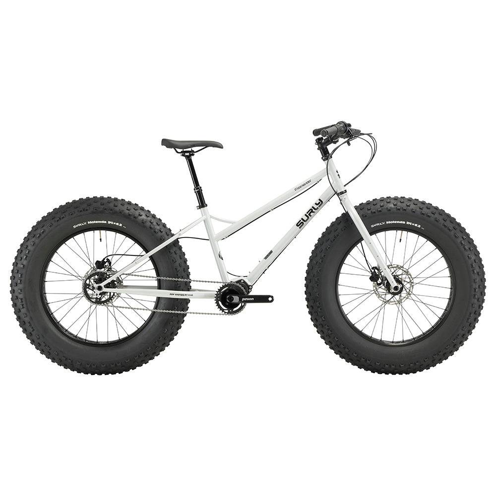 Surly Moonlander 2.0 fat bike with 9-speed Pinion gearbox and 24x6.25-inch fat tires, shown in gray color.