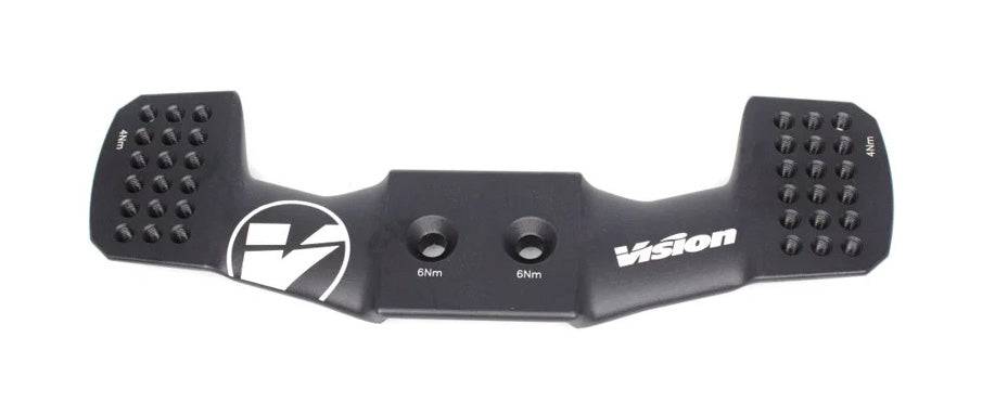 Vision Metron TFE Bridge Adapter for Cervelo P5 TT bike extensions, showing close-up of the component on a bike.