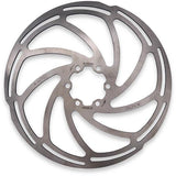 Aztec stainless steel 6-bolt fixed disc brake rotor for bicycle, showing the 2mm thickness and bolt holes design.
