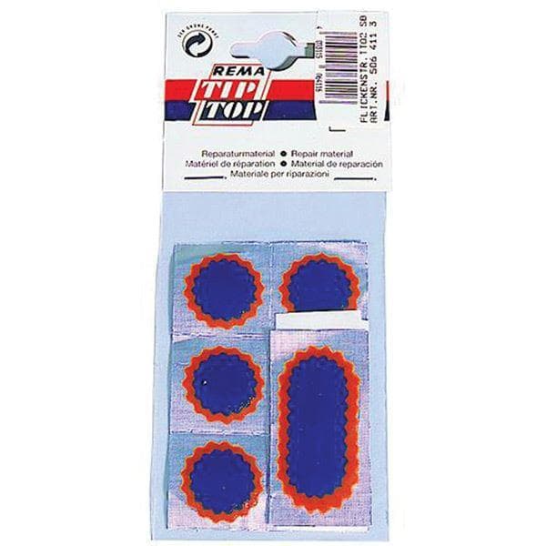 Rema Tip Top puncture repair patches pack of 10 for tires, F1 and F2 workshop-grade patches, shown in the image.