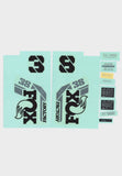 Fox Fork 38 Decal for 2025 Fox 38 suspension fork, replacement protective decal with detailed branding and design.