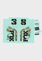 Fox Fork 38 Decal for Fox 38 suspension fork, protective replacement component with bold black and white design.