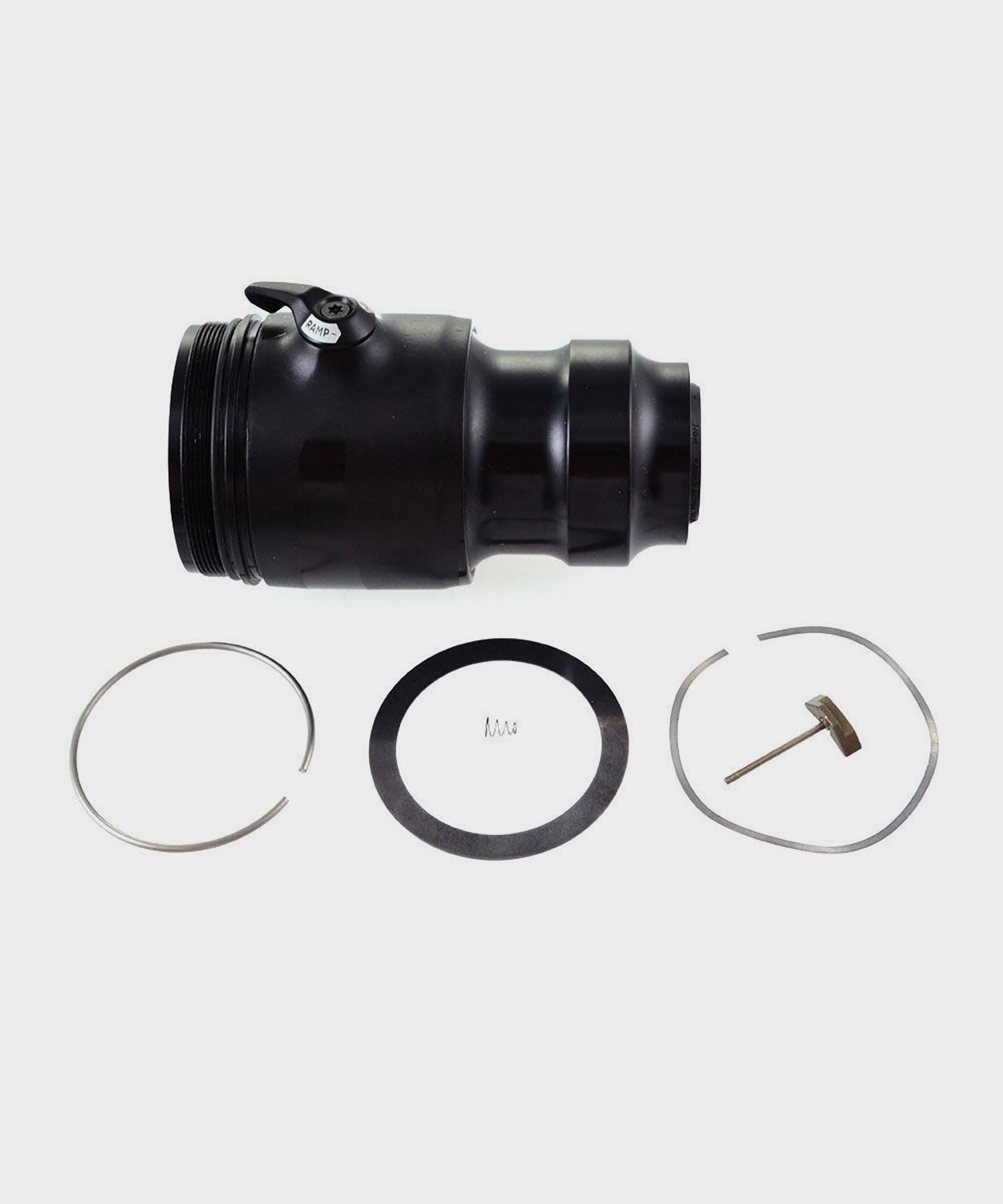 Fox Shock NUDE TR LV EVOL lever air sleeve assembly in black anodized finish, featuring a 1.500 bore for suspension components.