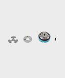 Fox Shock Float DPS remote digressive piston valving assembly for 2019 rear shock upgrade, showcasing precision components.