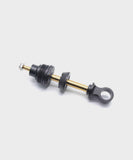 Fox Shock DHX2 rear shock eyelet assembly with 9mm shaft, 0.25 piston, and U-Cup spare components, mounted on a mountain bike.