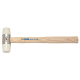 UNIOR polyurethane bumping hammer with lacquered wooden handle, durable workshop tool for shaping and adjusting materials.