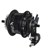 Rohloff OEM2 Speedhub 500/14 14-speed enclosed gear hub for touring and off-road bikes, shown in black with gear components.