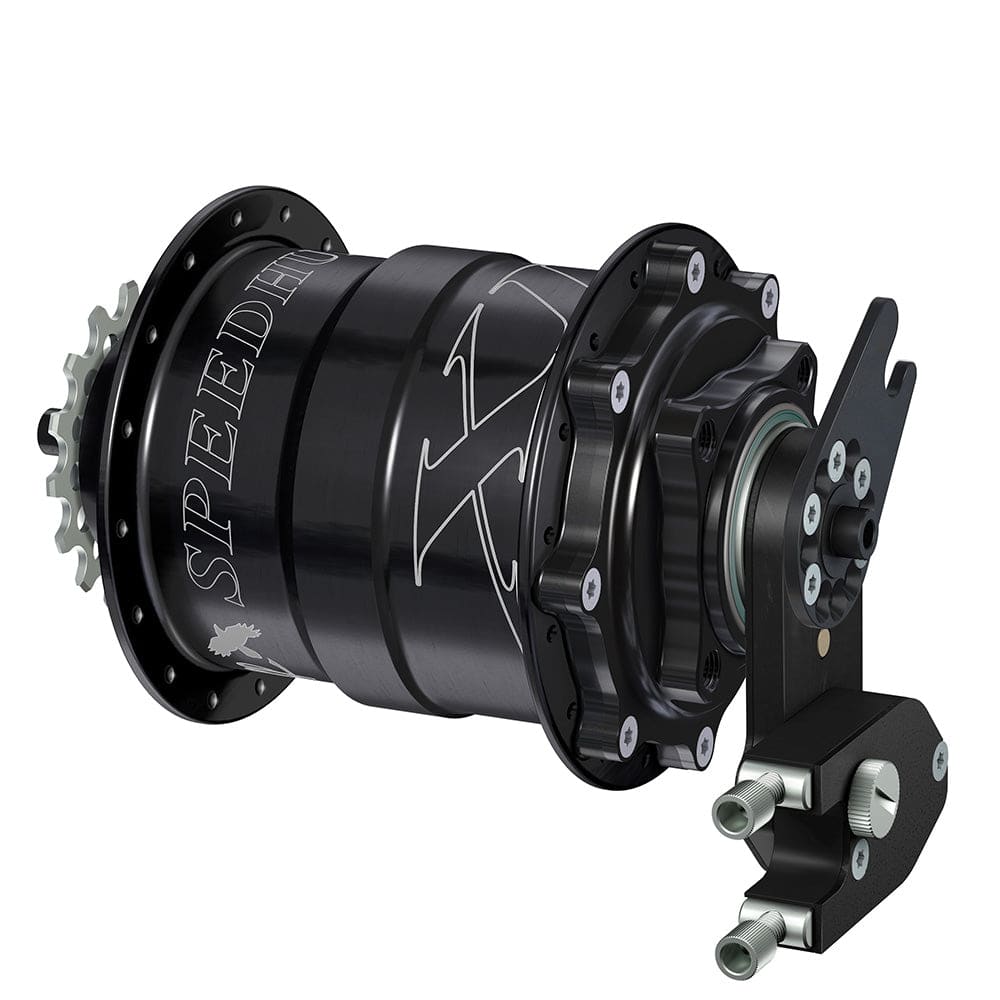 Rohloff Speedhub XL 170 fatbike hub with 14-speed internal gear, 32-hole, 170mm spacing, black component for fatbike wheels.