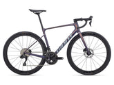 Giant Defy Advanced 0 2026 endurance road bike with disc brakes and 700c wheels, black and white frame, front view.
