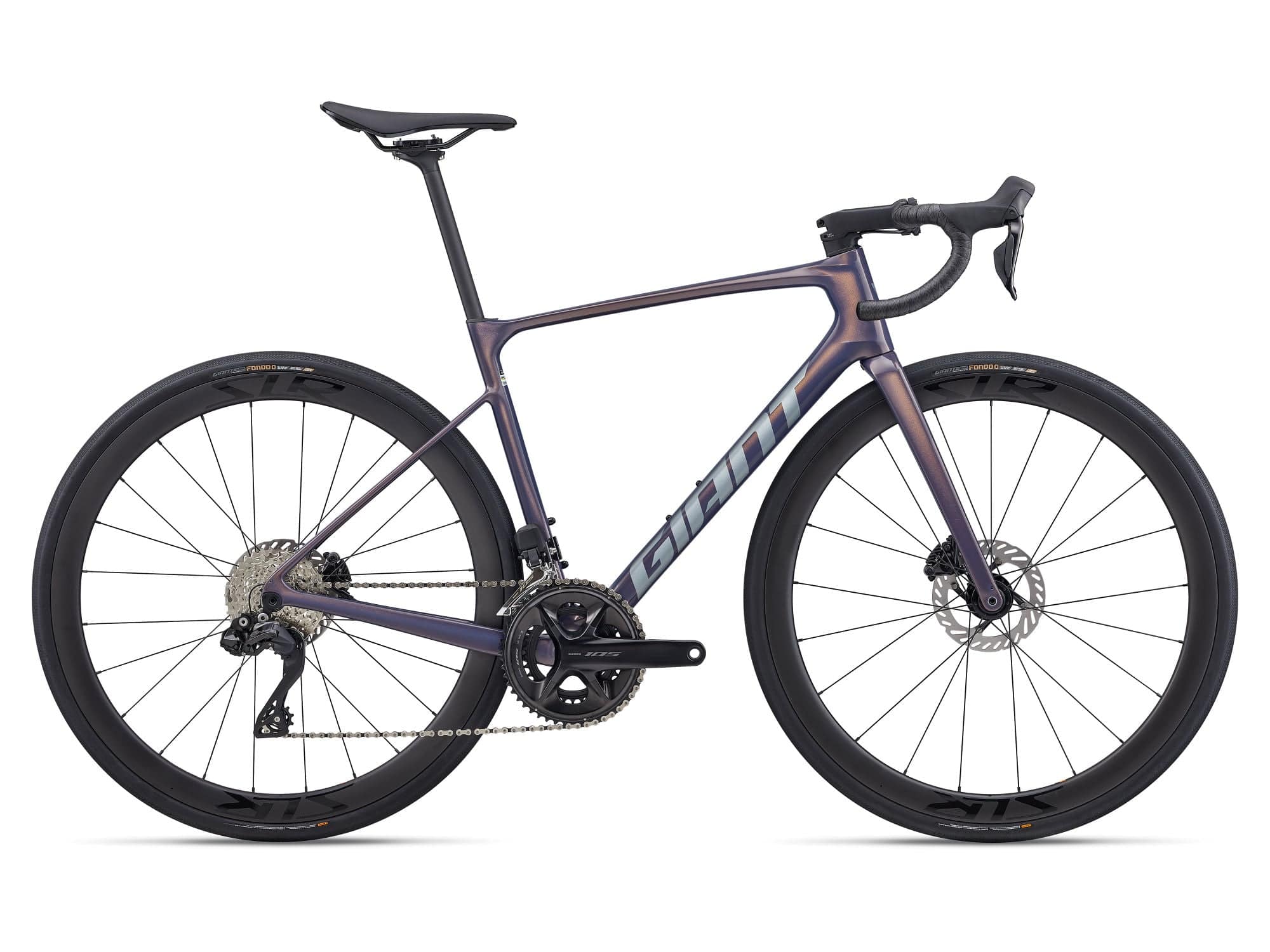 Giant Defy Advanced 0 2026 endurance road bike with disc brakes and 700c wheels, shown from side view on a road.