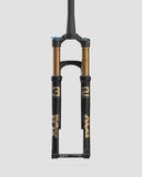 Fox 32 SC Float Factory GRIP SL suspension fork with Kashima coating and boost axle, shown in black for mountain biking.