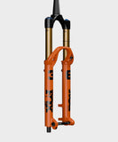 Fox 36 Float Factory GRIP X2 tapered fork for all-mountain and enduro riding, showing the suspension components and adjustable features.