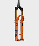 Fox 36 SL Float Factory GRIP X tapered mountain bike suspension fork with black stanchions and orange decals.