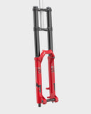 Marzocchi Bomber 58 GRIP downhill fork with advanced suspension technology, showing the sturdy black suspension components.