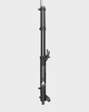 Marzocchi Bomber 58 GRIP downhill fork with advanced suspension technology, showing the black fork with gold accents and knobby tire.