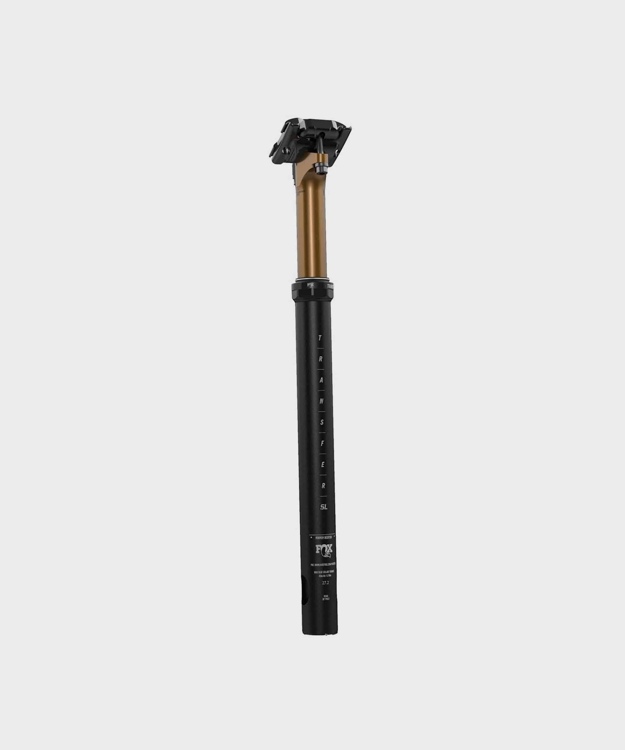 Fox Transfer SL Factory dropper seatpost for gravel and XC racing bikes, shown mounted on a bike frame.