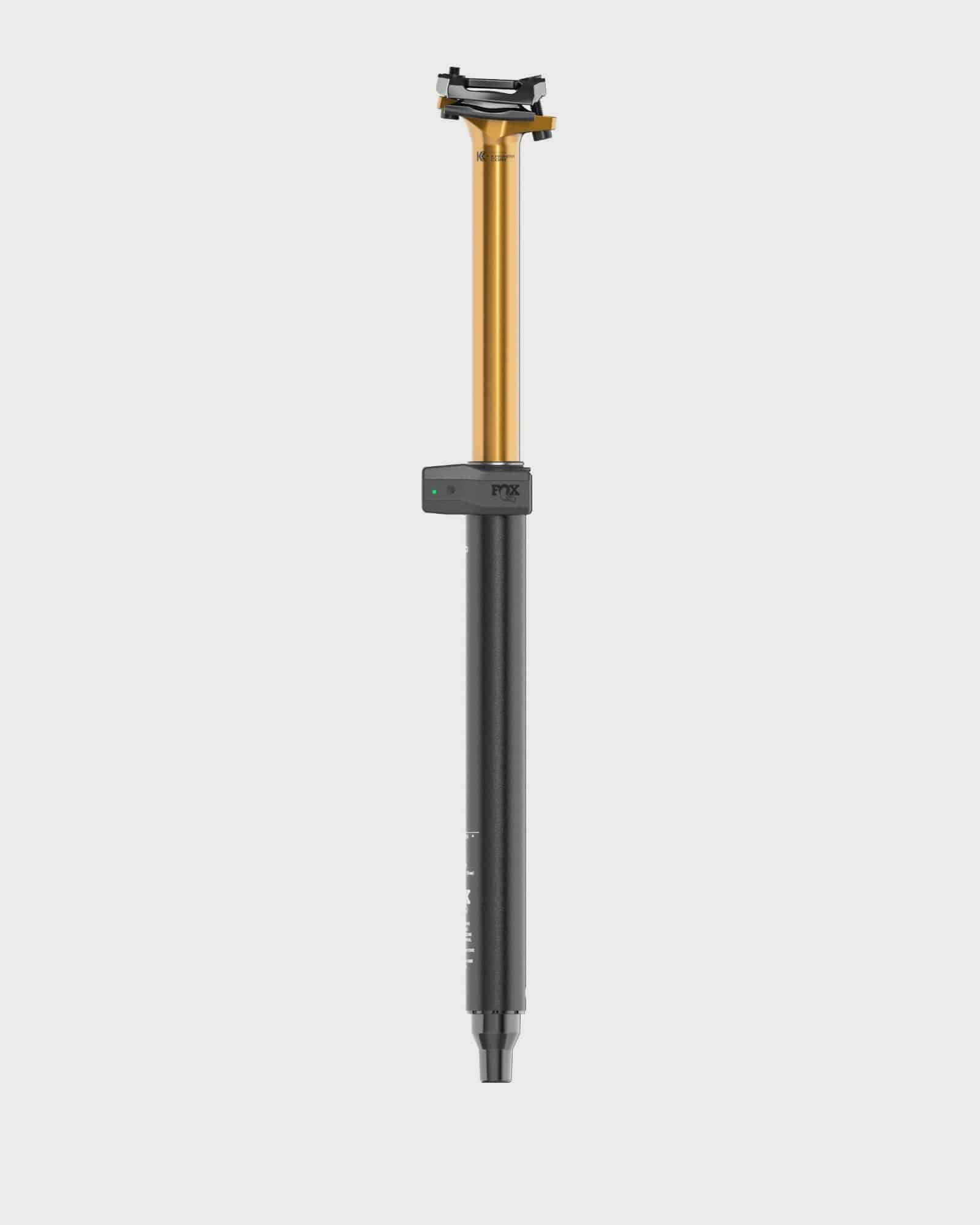 Fox Transfer Neo Factory wireless dropper seatpost for mountain biking, featuring sleek design and precise height adjustment.