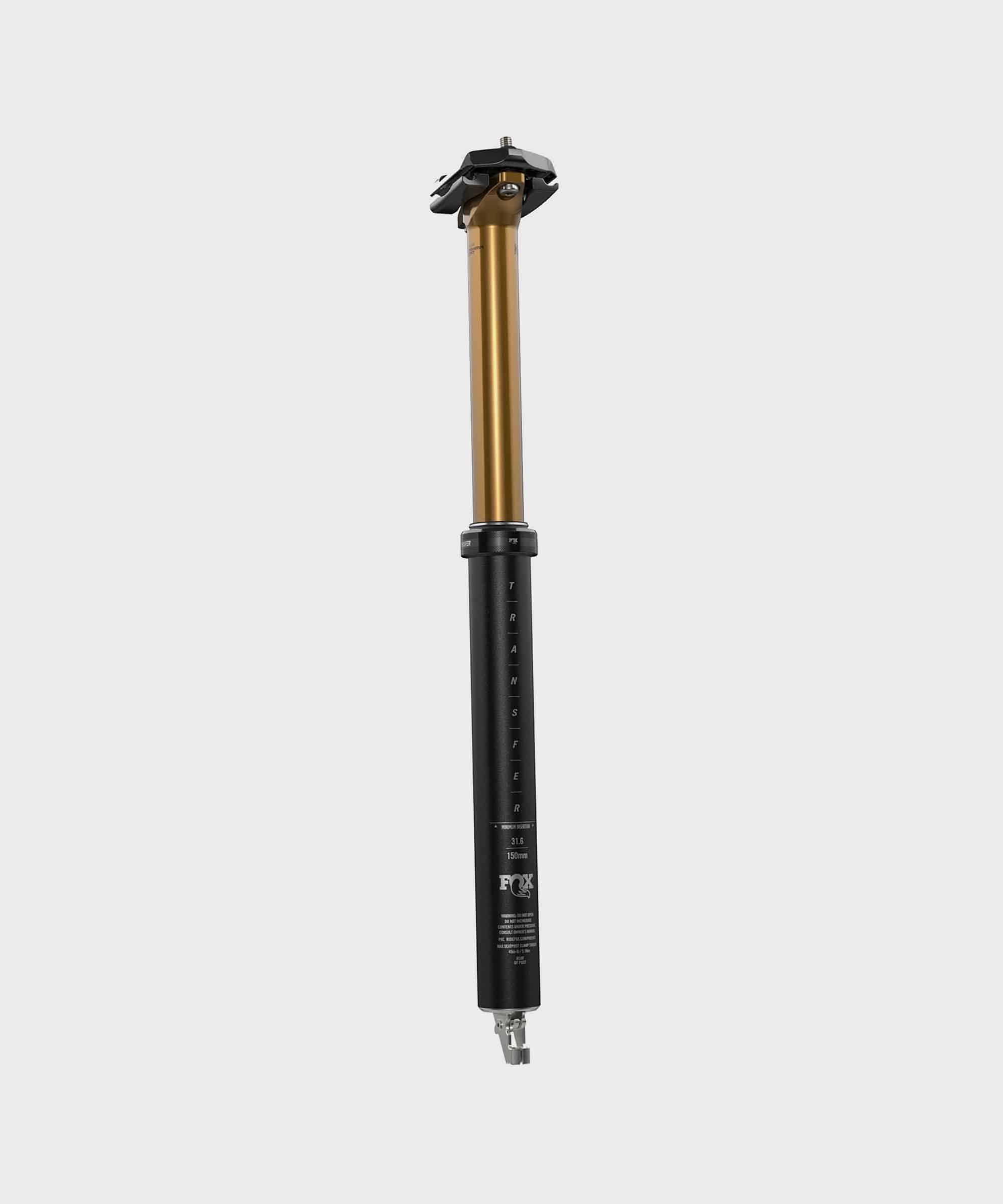 Fox Transfer Factory Dropper Seatpost 2025 internal cable routing with adjustable travel and smooth actuation, mountain bike component.