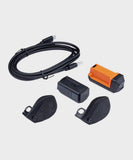Fox Live Valve Neo Shock Sensor Battery and Charger kit for MTB suspension components, with sensors and charging accessories.
