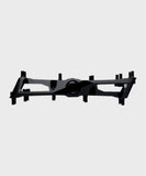 Race Face Turbine mountain bike pedals with adjustable pins for enhanced grip and durability, shown with a sleek black finish.