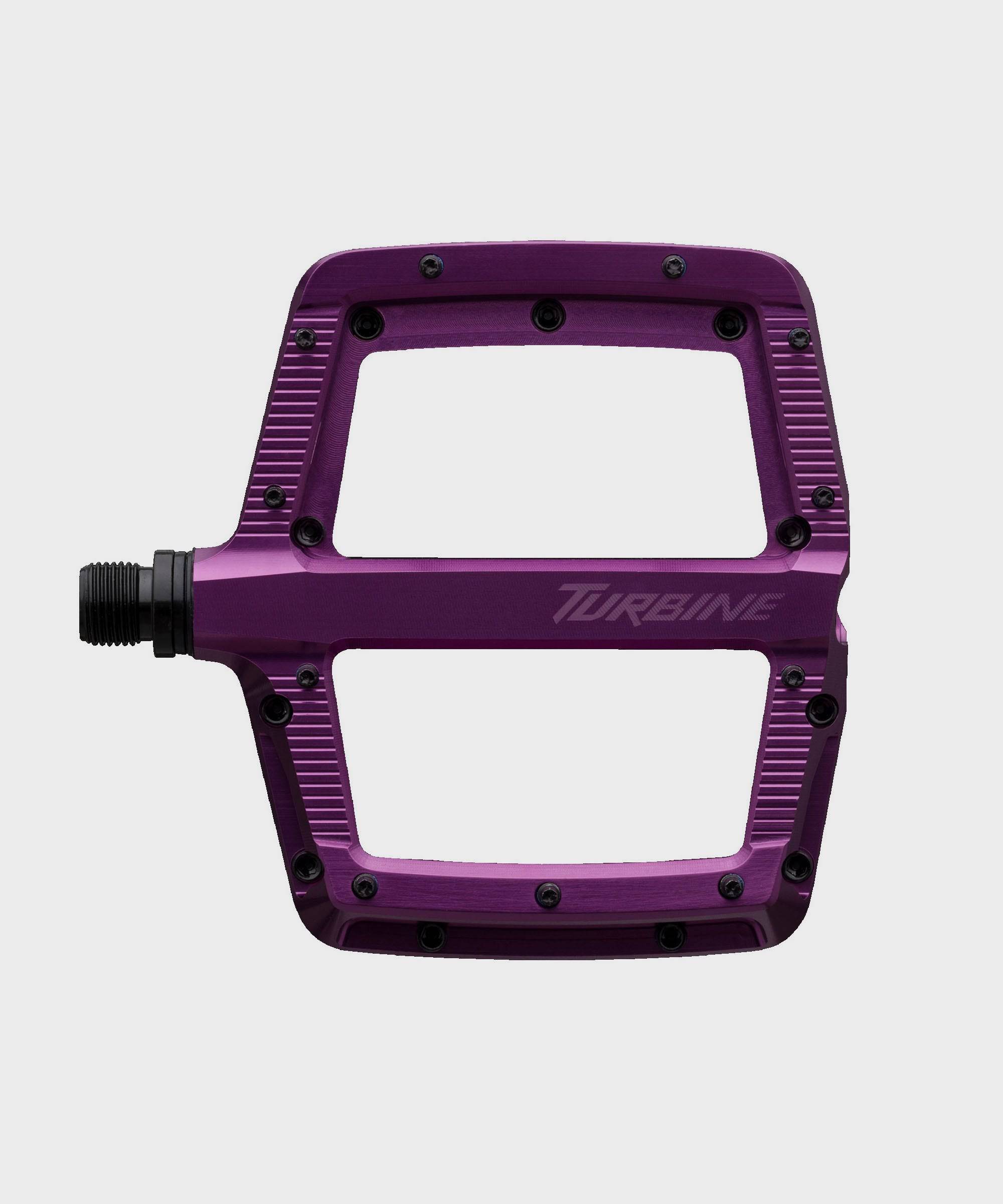 Race Face Turbine mountain bike pedals with adjustable pins for maximum grip and durable cycling component performance.