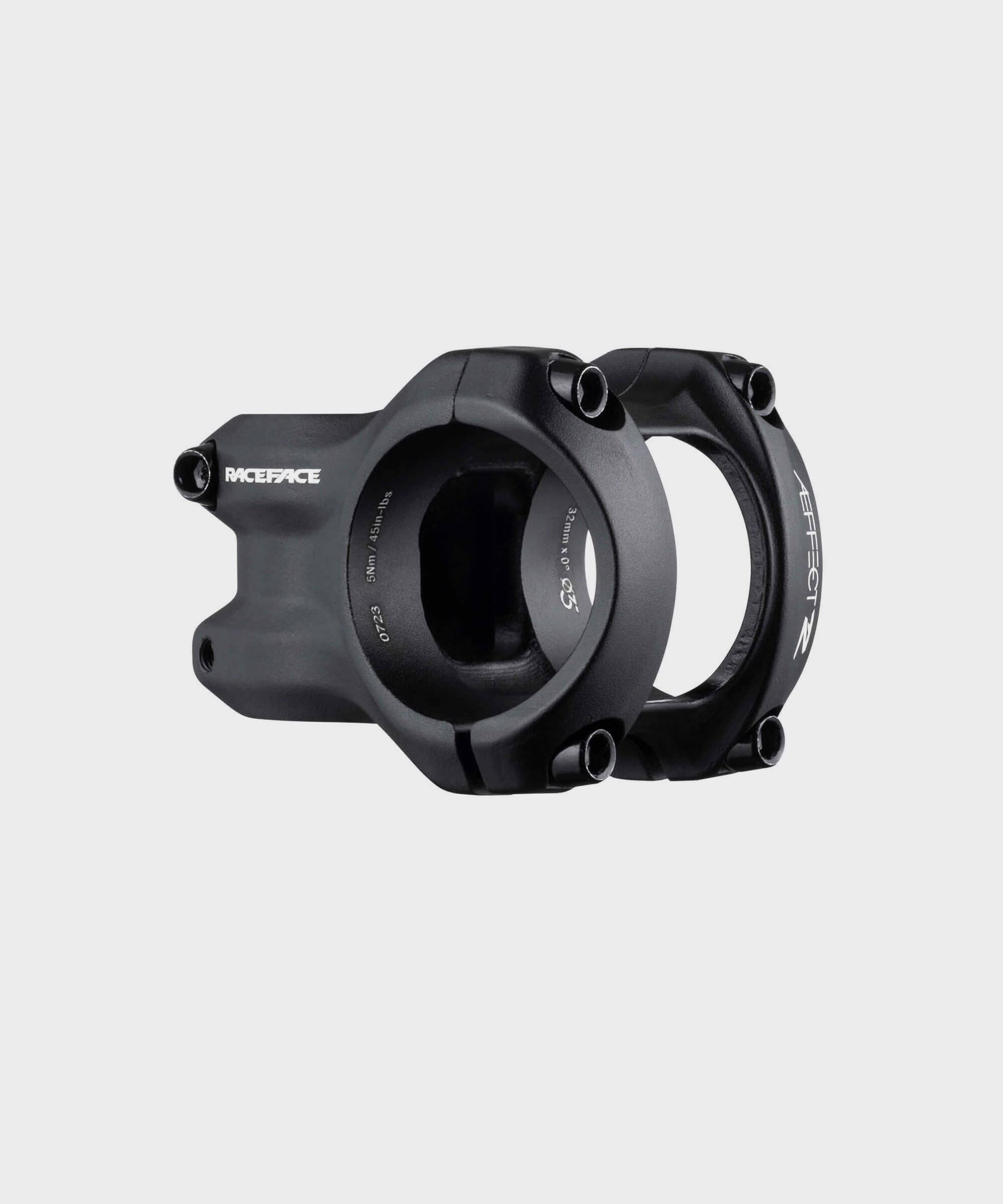 Race Face Aeffect R MTB stem in matte black with 35mm clamp and 1 1/8 inch steerer tube for mountain biking components.