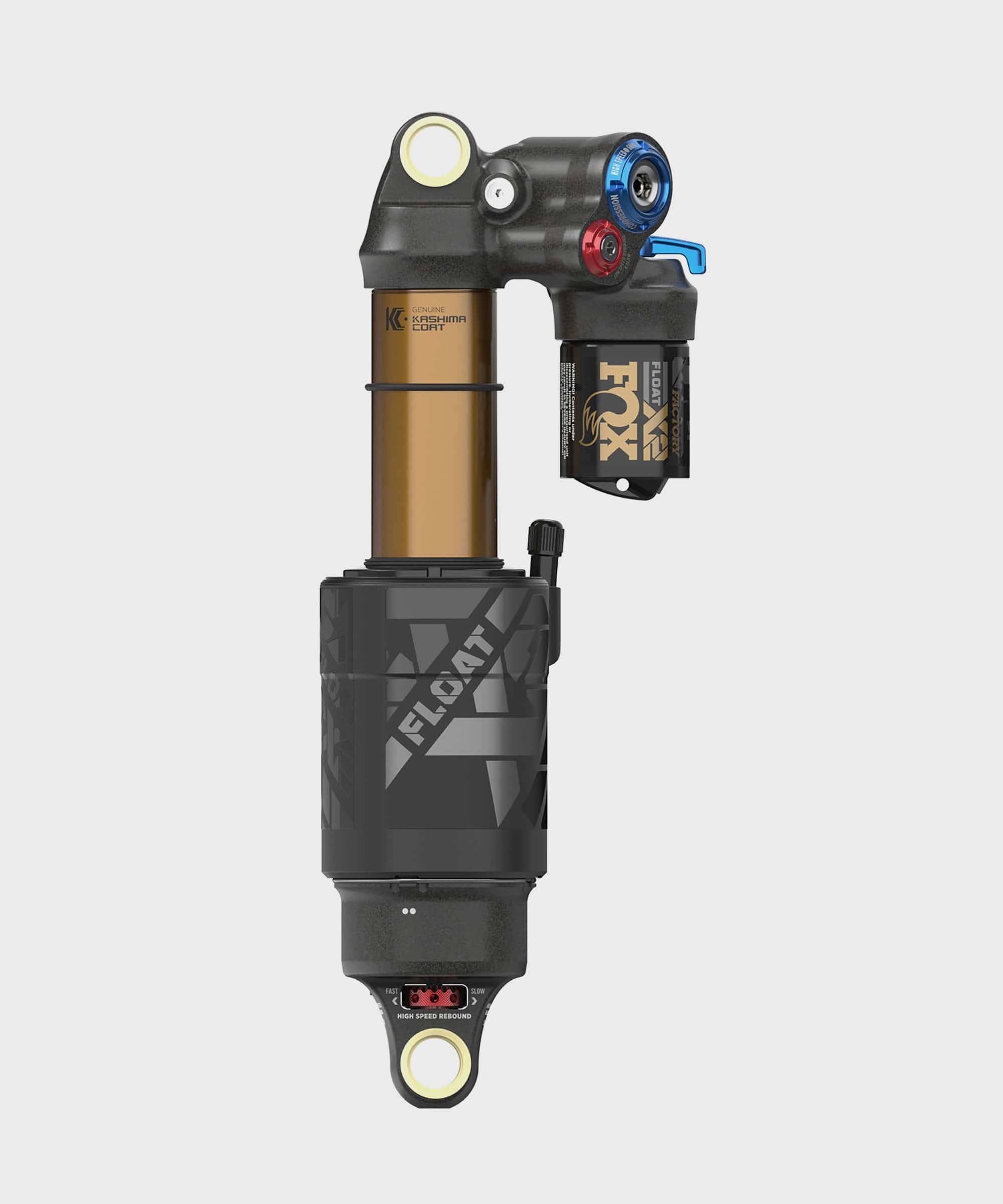 Fox Float X2 Factory rear shock for mountain bikes, featuring 2-position adjustable damping and durable component design