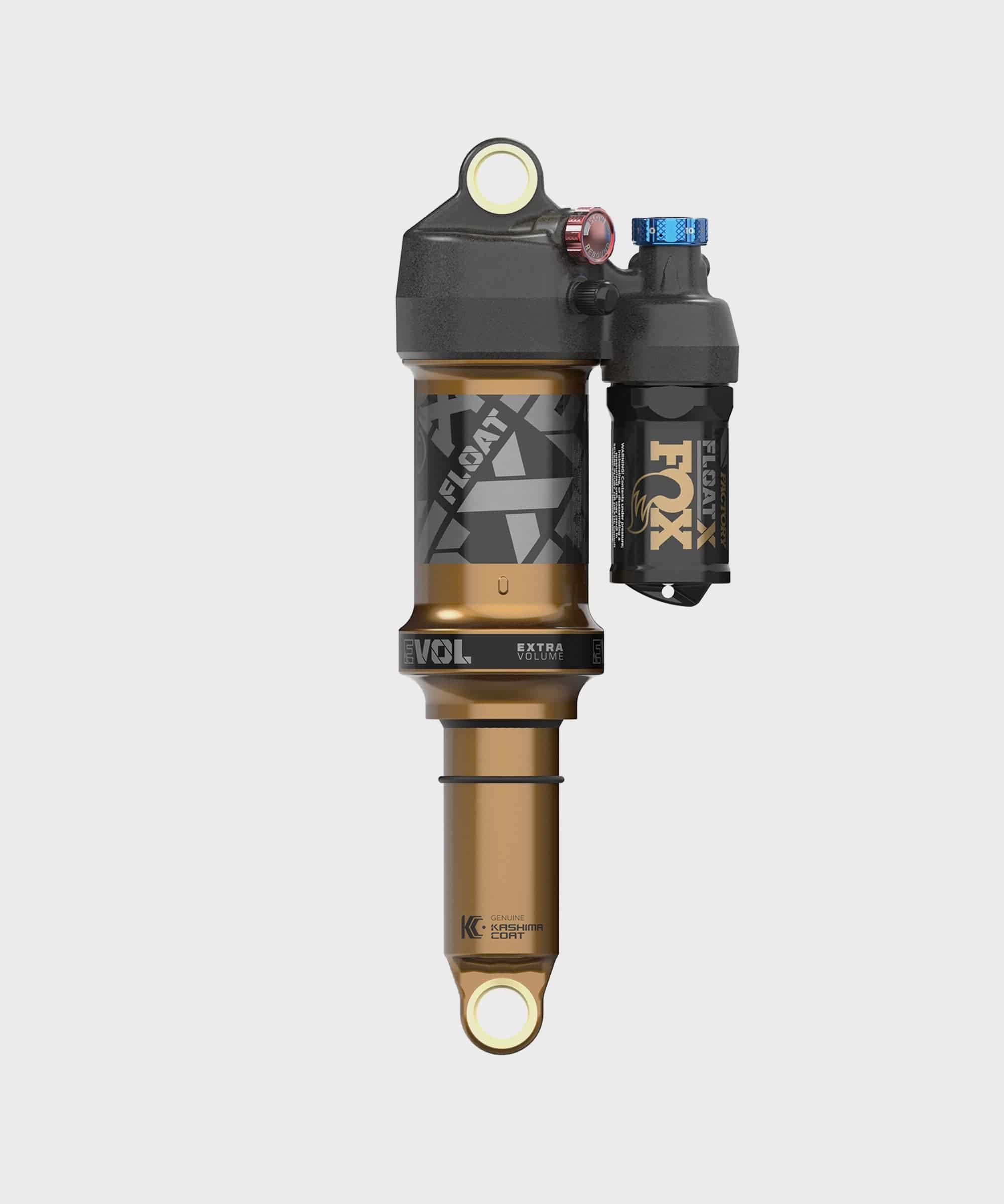 Fox Float X Factory rear shock for trail bikes, 2-position adjustable suspension component, durable and high-performance bike part.