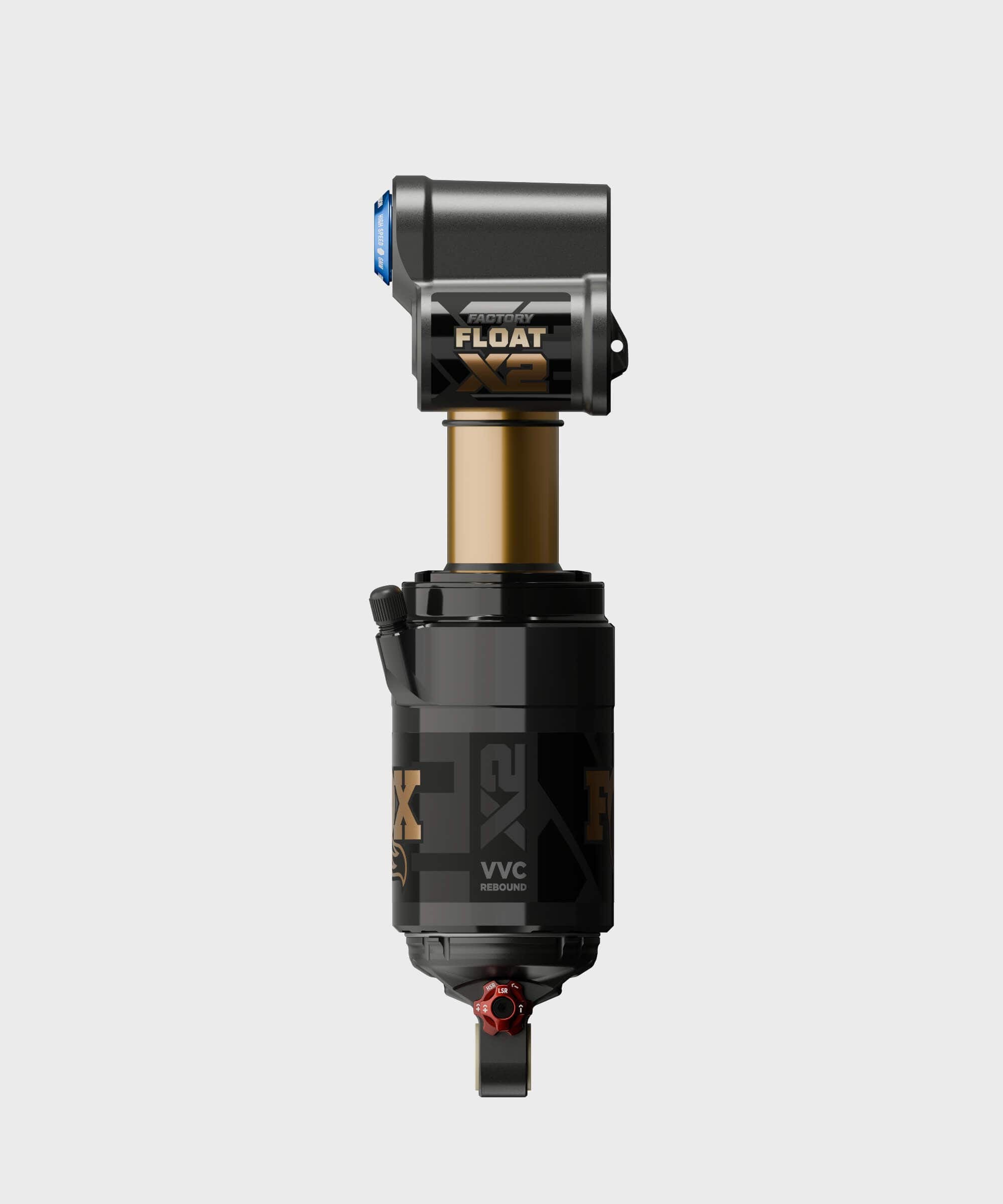 Fox Float X2 Factory rear shock for mountain bikes, 2-position adjustable mountain bike suspension component.
