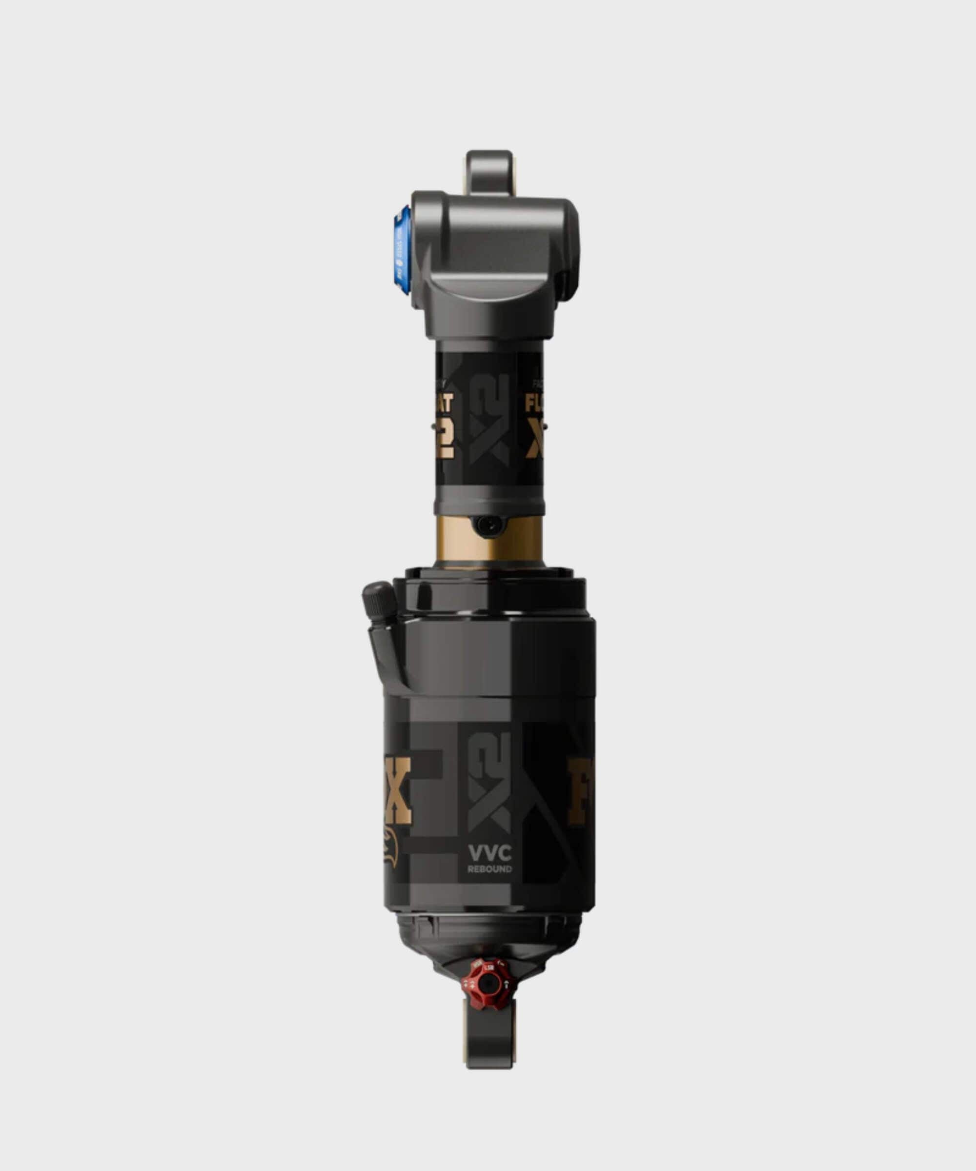 Fox Float X2 Factory rear shock with 4-way adjustability and pressure balancing for mountain bikes.