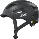 ABUS HYBAN 2.0 MIPS urban cycling helmet with ventilation, adjustable fit, in titanium color, designed for urban bike riders