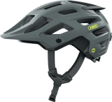 ABUS Moventor 2.0 MIPS mountain bike helmet in concrete grey with enhanced protection and ventilation for outdoor cycling.