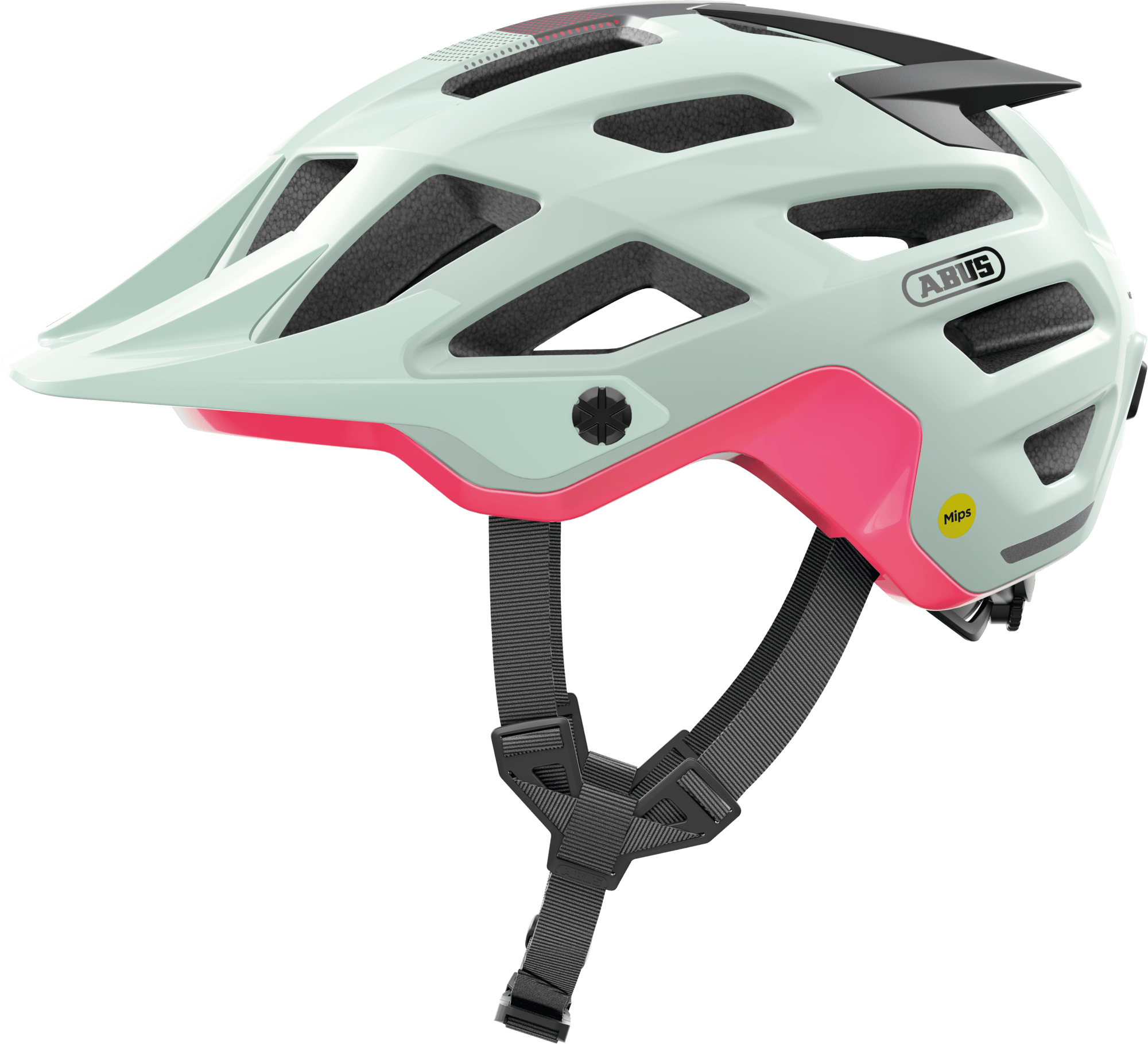 ABUS MOVENTOR 2.0 MIPS mountain bike helmet in iced mint with ventilation and enhanced protection, designed for outdoor cycling.