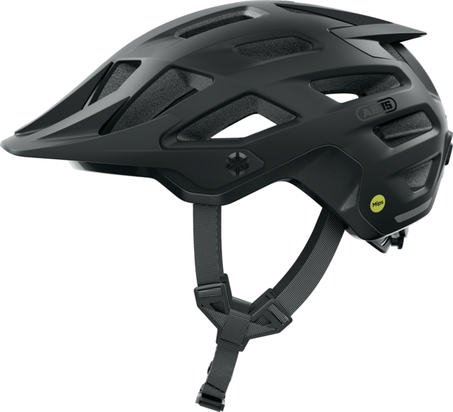 ABUS Moventor 2.0 MIPS mountain bike helmet in velvet black with ventilation and enhanced protection.