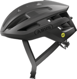 ABUS POWERDOME MIPS cycling helmet in velvet black with ventilation system and Zoom Ace Fit, designed for safety and comfort.