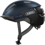 ABUS PURL-Y ACE urban e-bike helmet in midnight blue with integrated rechargeable LED light and NTA certification.