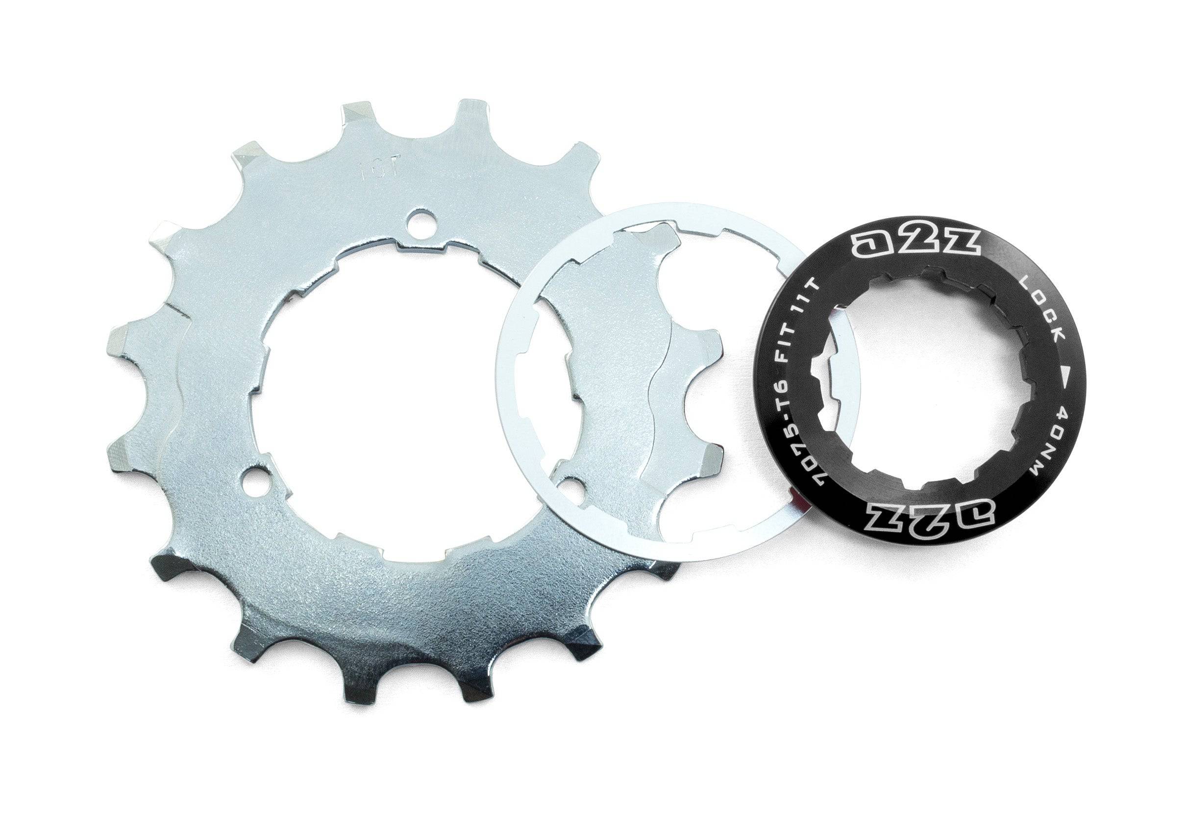 A2Z wide range cassette adapter sprocket for Shimano XT XTR 10-speed, 11-36T, showcasing metal components and gear teeth.