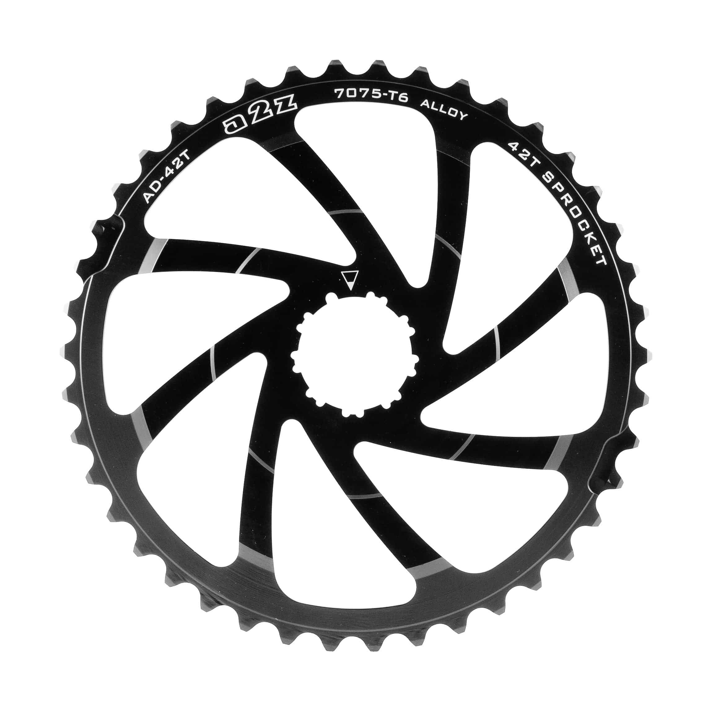 A2Z wide range cassette adapter sprocket for Shimano XT XTR 10-speed bikes, featuring a 42-tooth sprocket in silver.