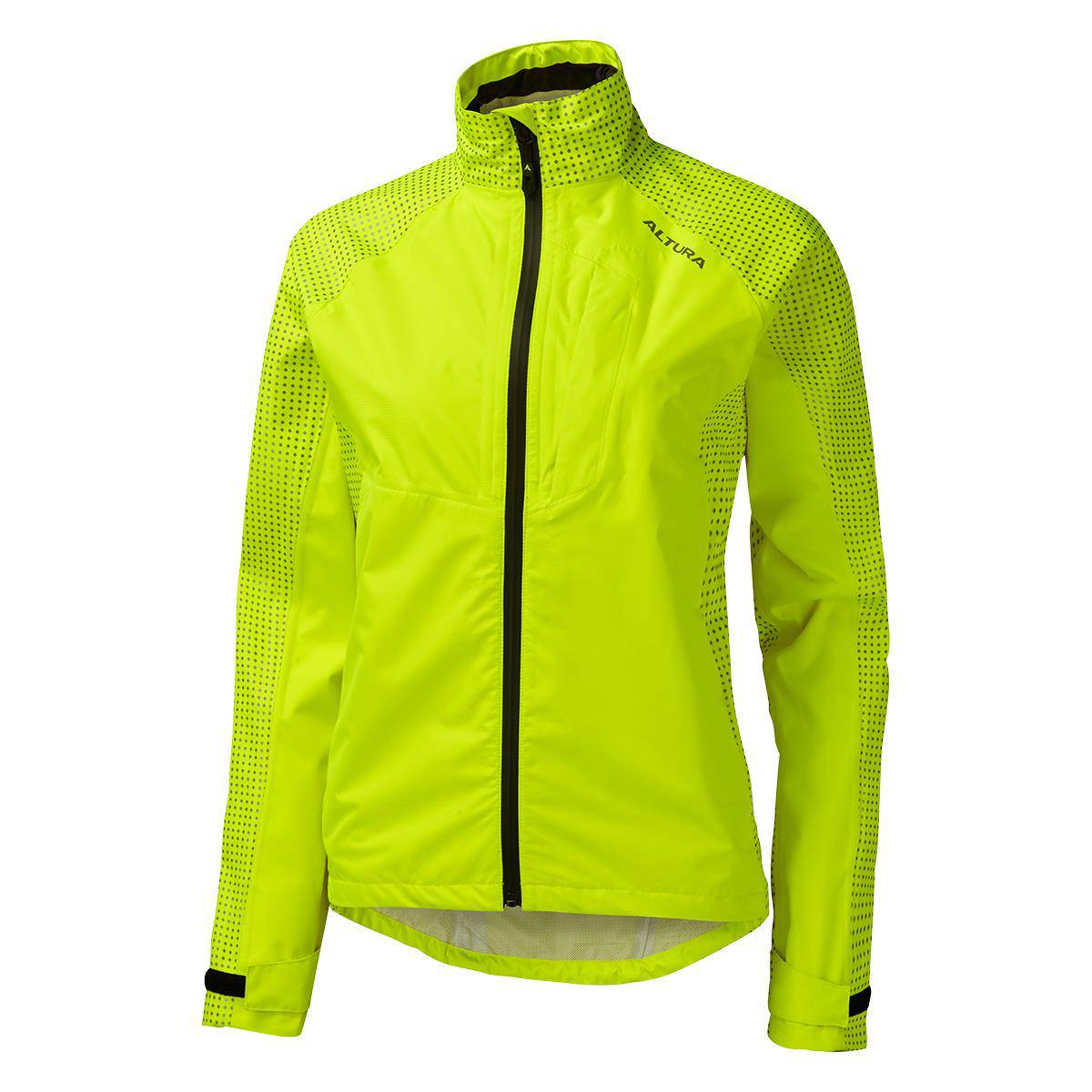 Altura Nightvision Storm women's waterproof cycling jacket with reflective details and breathable venting, designed for outdoor cycling.