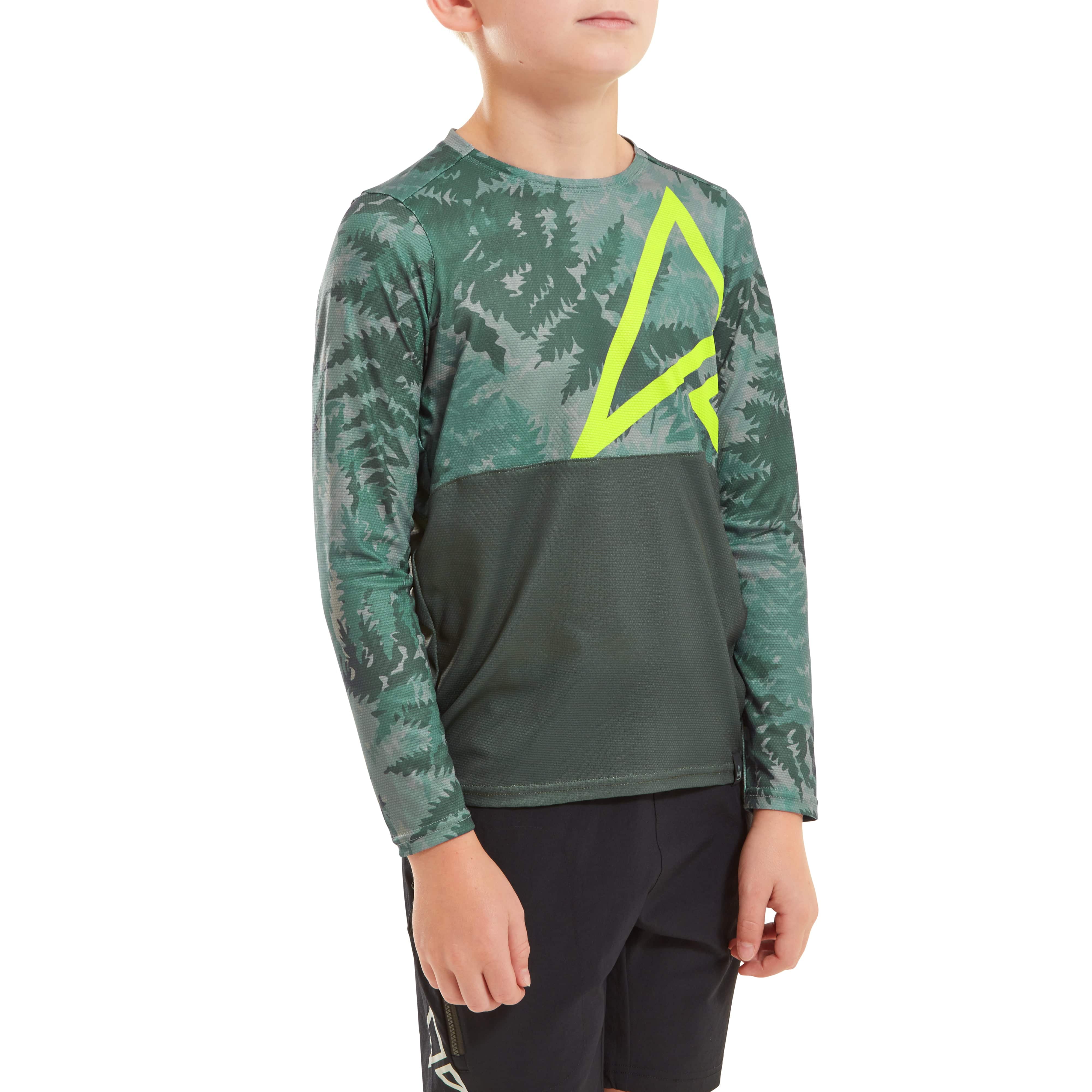 Bright yellow Altura Spark Kids long sleeve cycling jersey with breathable lightweight fabric and full front zipper.