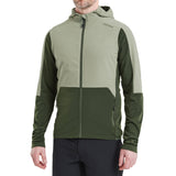 Men's Altura Esker Cave trail hoodie with water-repellent DWR coating and stretch fabric, shown in a versatile outdoor clothing style.