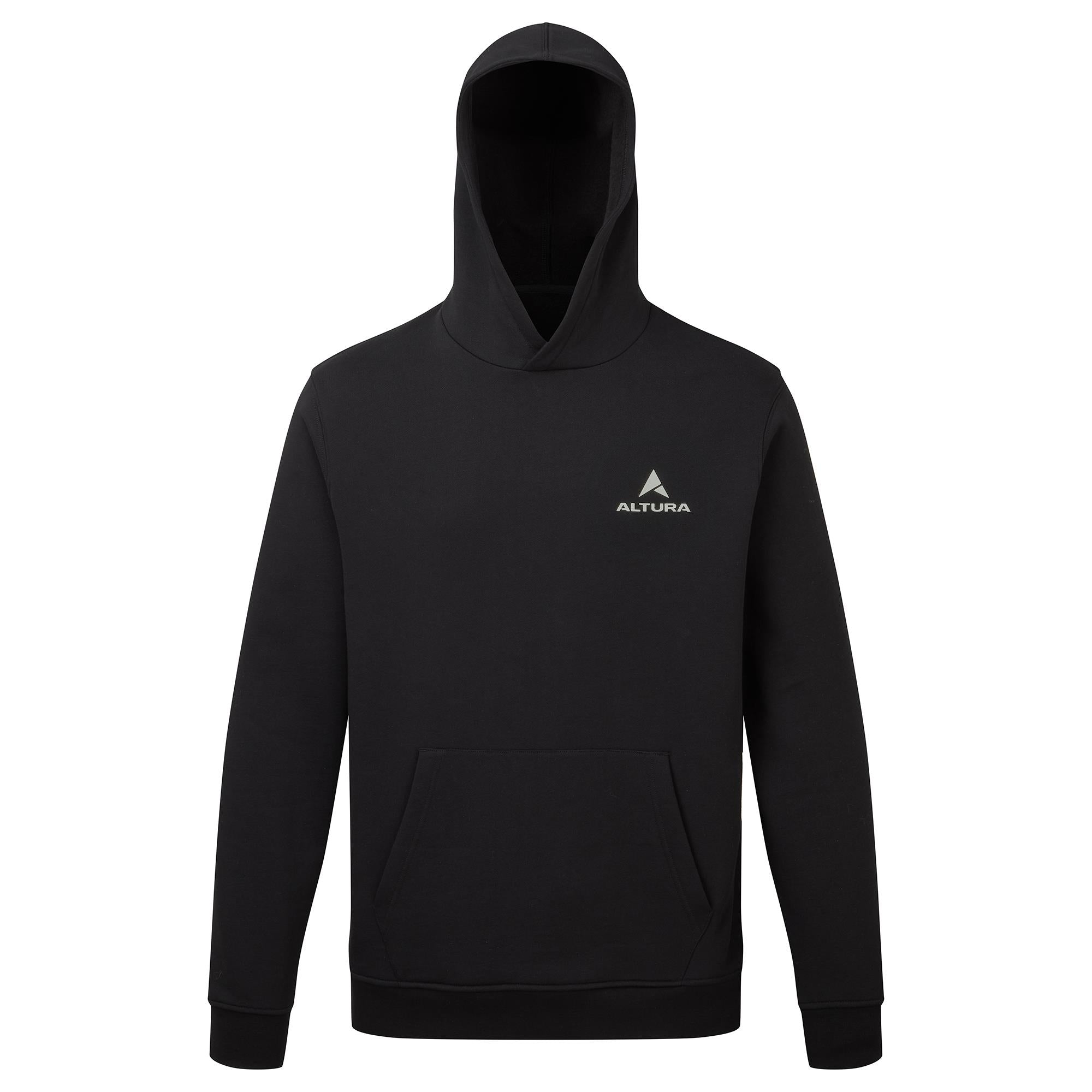 Altura DFTR hoodie made of organic cotton, unisex casual and post-ride comfort clothing, shown in a relaxed fit on a model.