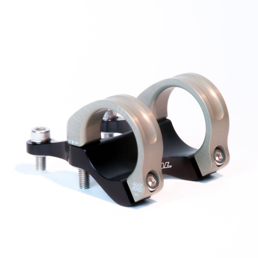 Renthal Integra 35mm direct mount stem for downhill and trail biking, showing the sturdy aluminum construction and mounting hardware.